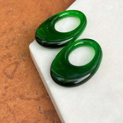 Vintage Oval Green Glass Earring Charms