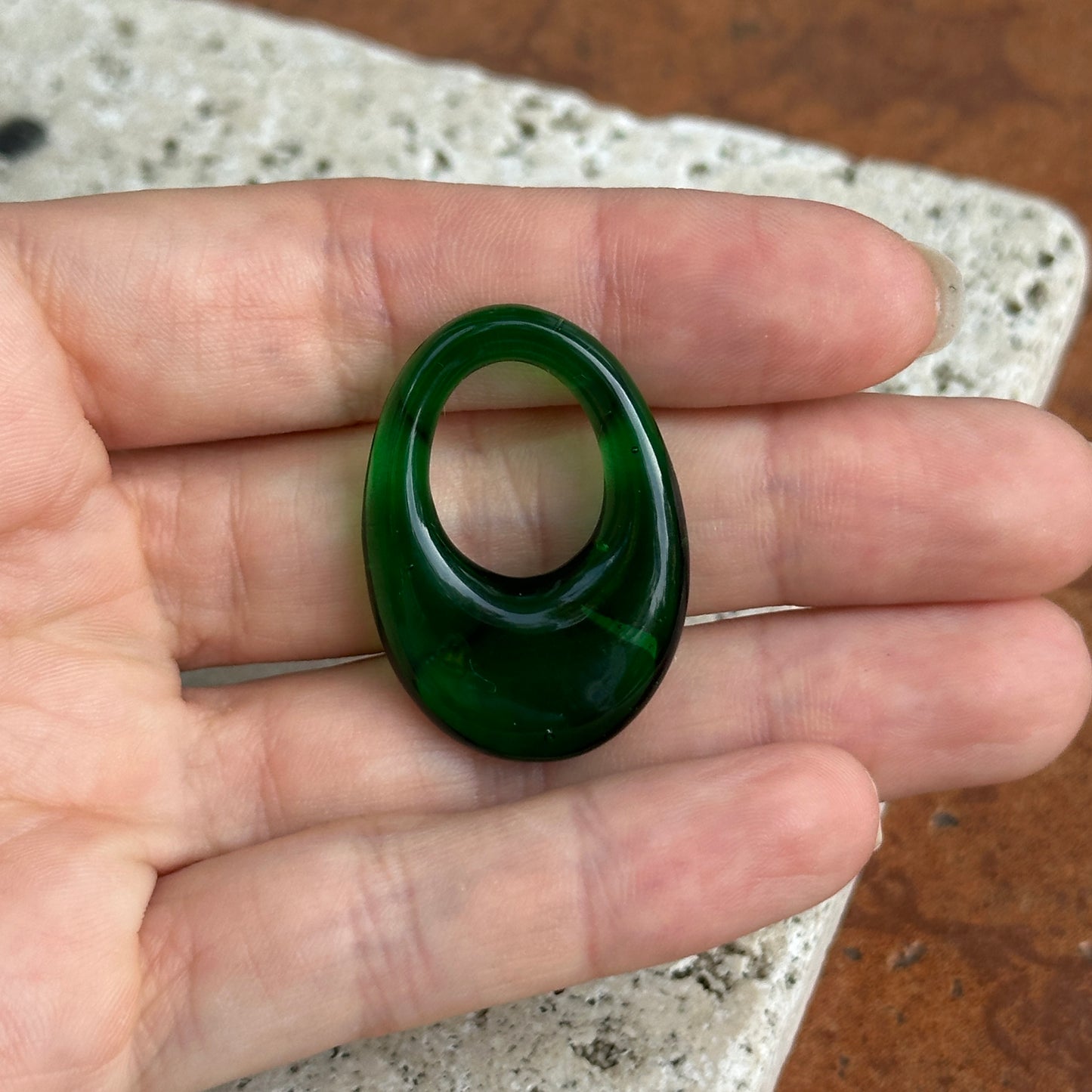 Vintage Oval Green Glass Earring Charms