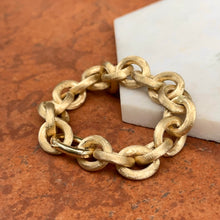 Load image into Gallery viewer, Estate 14KT Yellow Gold Matte Finish 12mm Rolo Chain Bracelet