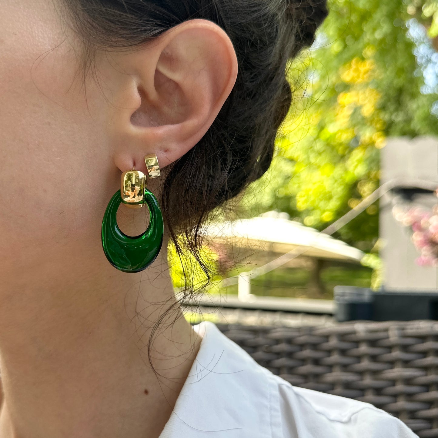 Vintage Oval Green Glass Earring Charms