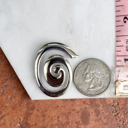 Sterling Silver Large Swirl Modernist Pendant Slide