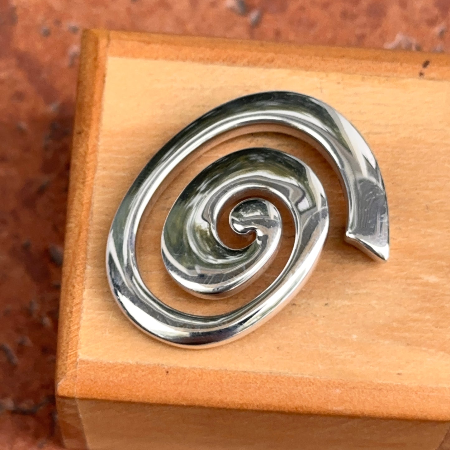 Sterling Silver Large Swirl Modernist Pendant Slide