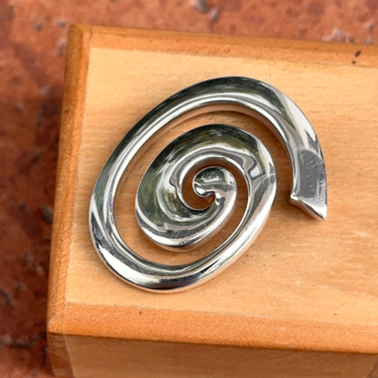 Sterling Silver Large Swirl Modernist Pendant Slide