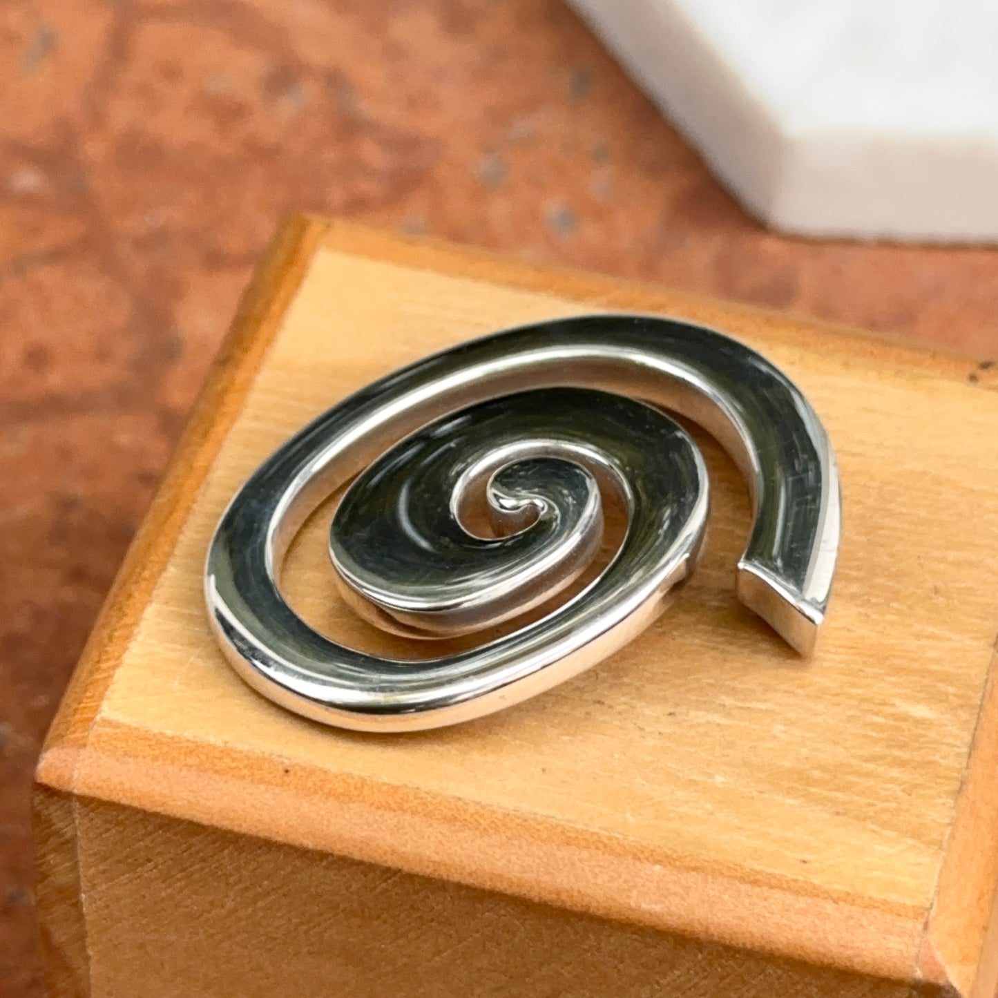 Sterling Silver Large Swirl Modernist Pendant Slide