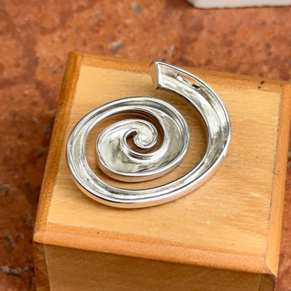 Sterling Silver Large Swirl Modernist Pendant Slide