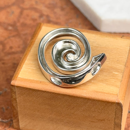 Sterling Silver Large Swirl Modernist Pendant Slide