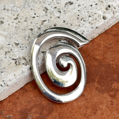 Sterling Silver Large Swirl Modernist Pendant Slide