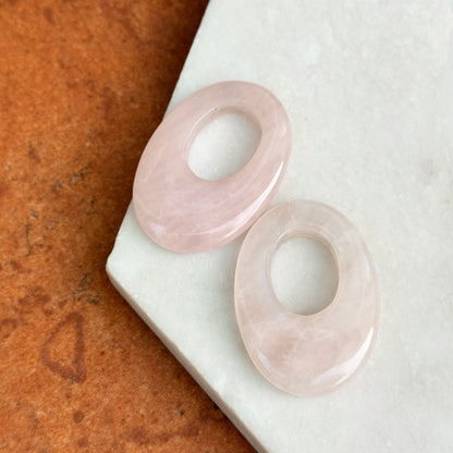 Vintage Rose Pink Quartz Oval Earring Charms