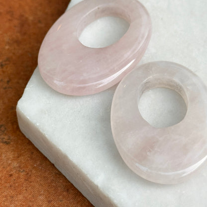 Vintage Rose Pink Quartz Oval Earring Charms