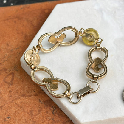 Antique Gold Tone Painted Horse Head + Double Horseshoe Link Bracelet