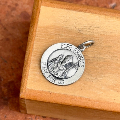 Sterling Silver Pope Francis Round Medal Pendant 18mm