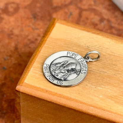 Sterling Silver Pope Francis Round Medal Pendant 18mm