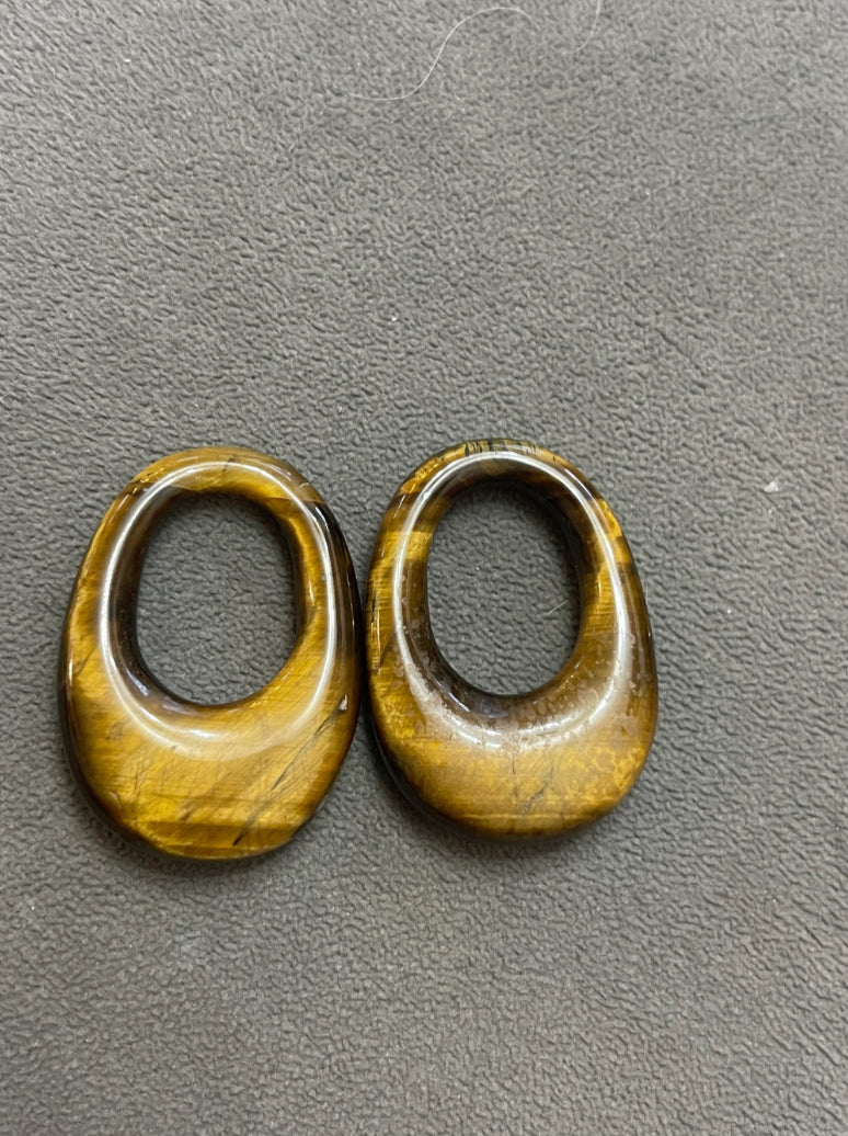 Estate Tigereye Oval Earring Charms