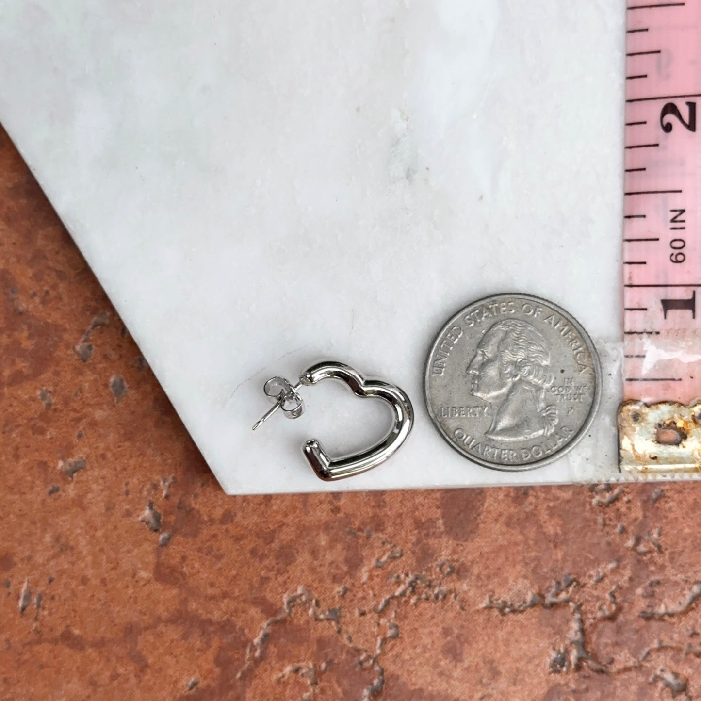 Sterling Silver Heart Post Hoop Earrings
