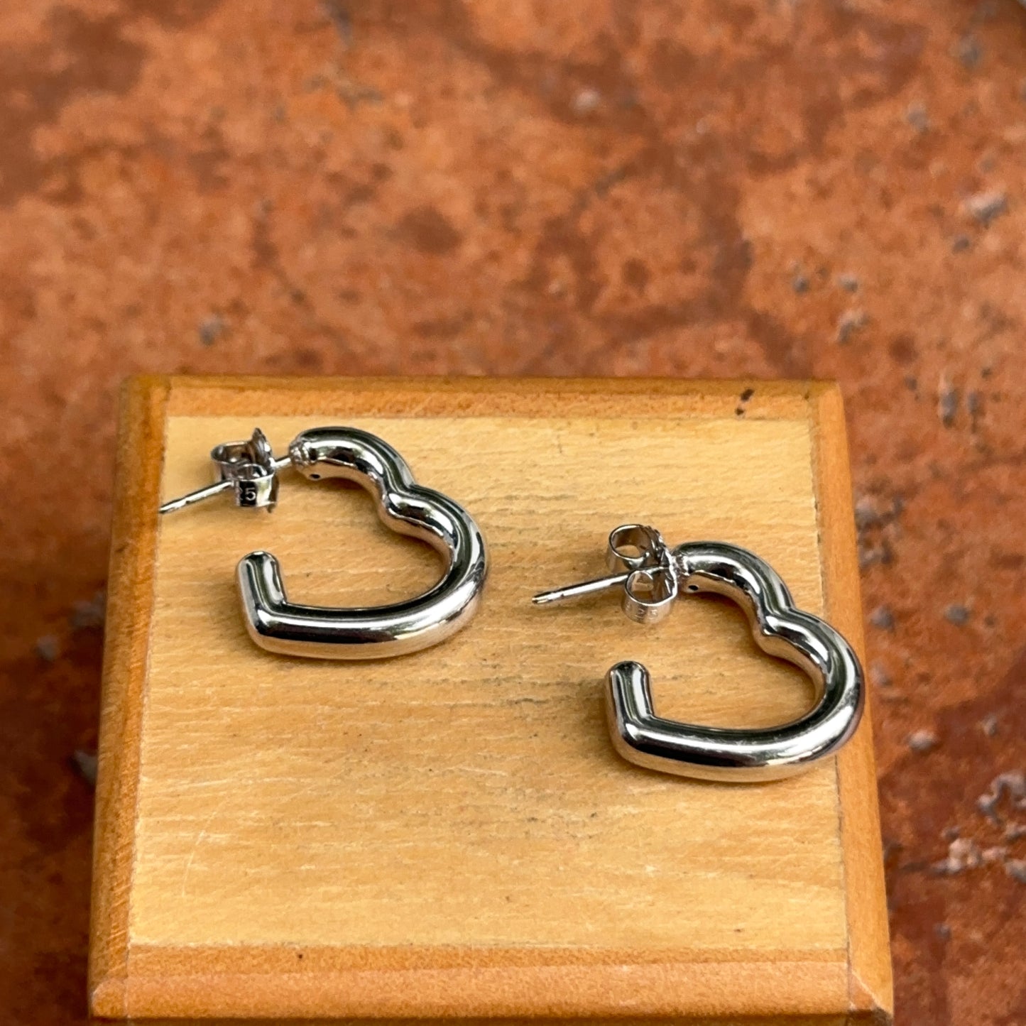Sterling Silver Heart Post Hoop Earrings