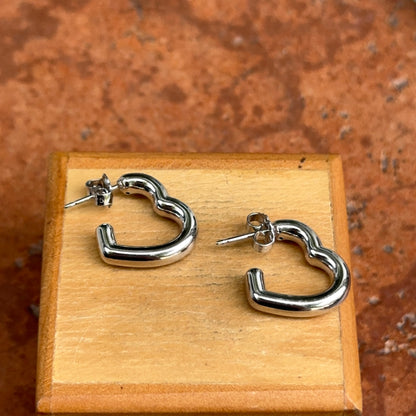 Sterling Silver Heart Post Hoop Earrings