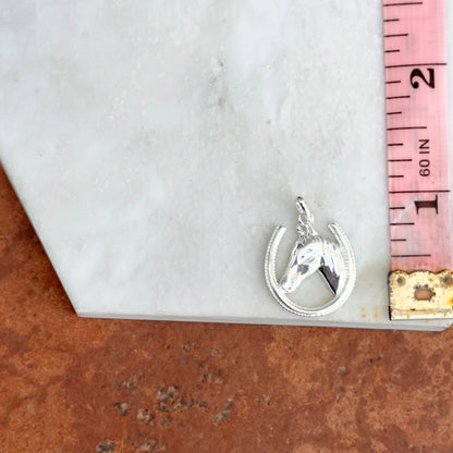 Sterling Silver Horseshoe + Horse Head Pendant Charm