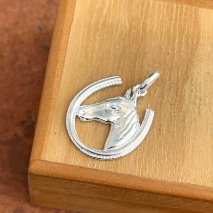 Sterling Silver Horseshoe + Horse Head Pendant Charm