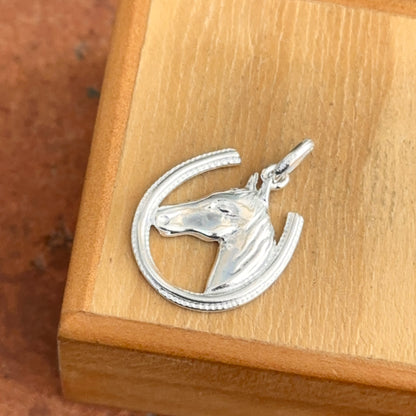 Sterling Silver Horseshoe + Horse Head Pendant Charm