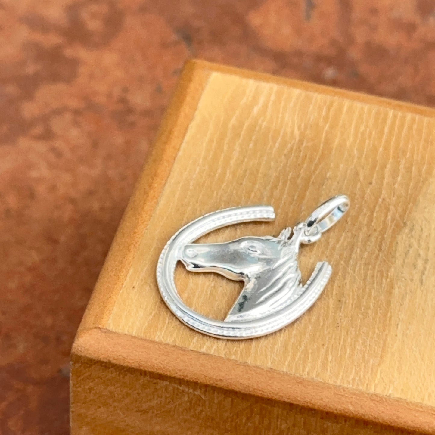Sterling Silver Horseshoe + Horse Head Pendant Charm