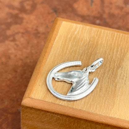 Sterling Silver Horseshoe + Horse Head Pendant Charm