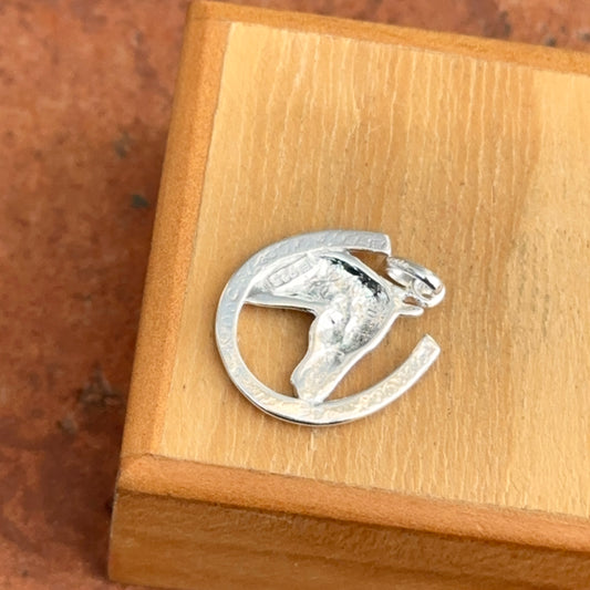 Sterling Silver Horseshoe + Horse Head Pendant Charm