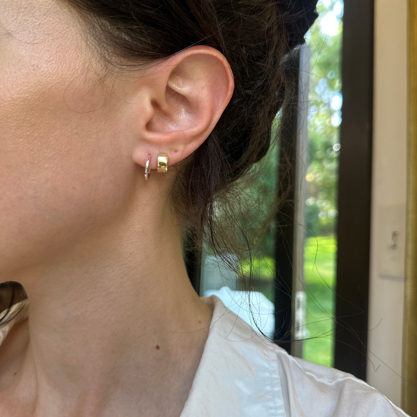 Sterling Silver High Polished Hinged Huggie Hoop Earrings 12.5mm