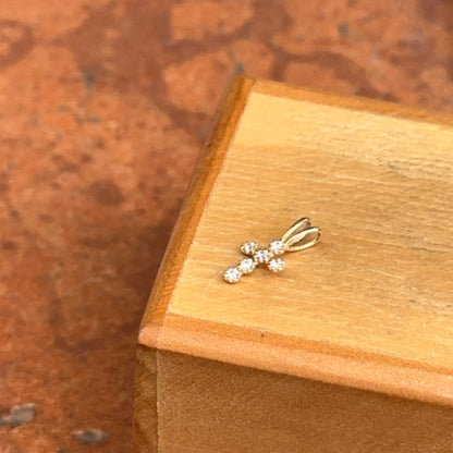 14KT Yellow Gold Round CZ Cross Pendant Charm