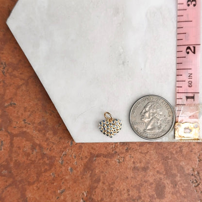 14KT Yellow Gold Blue Sapphire Heart Pendant Charm