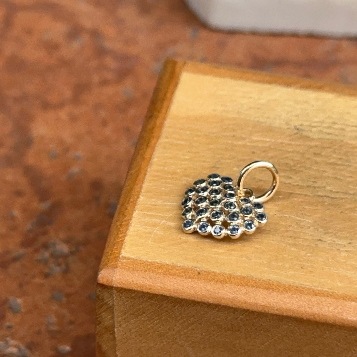 14KT Yellow Gold Blue Sapphire Heart Pendant Charm