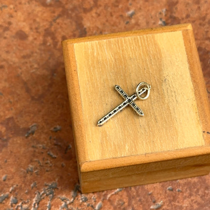 14K Yellow Gold .50 CT Blue Sapphire Cross Pendant