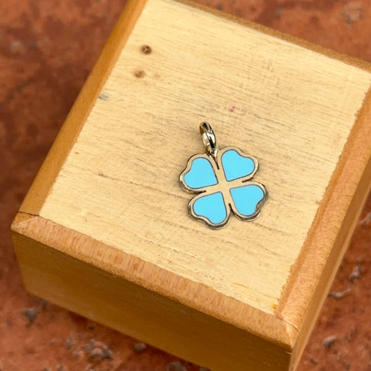 14KT Yellow Gold Turquoise 4 Leaf Clover Pendant Charm