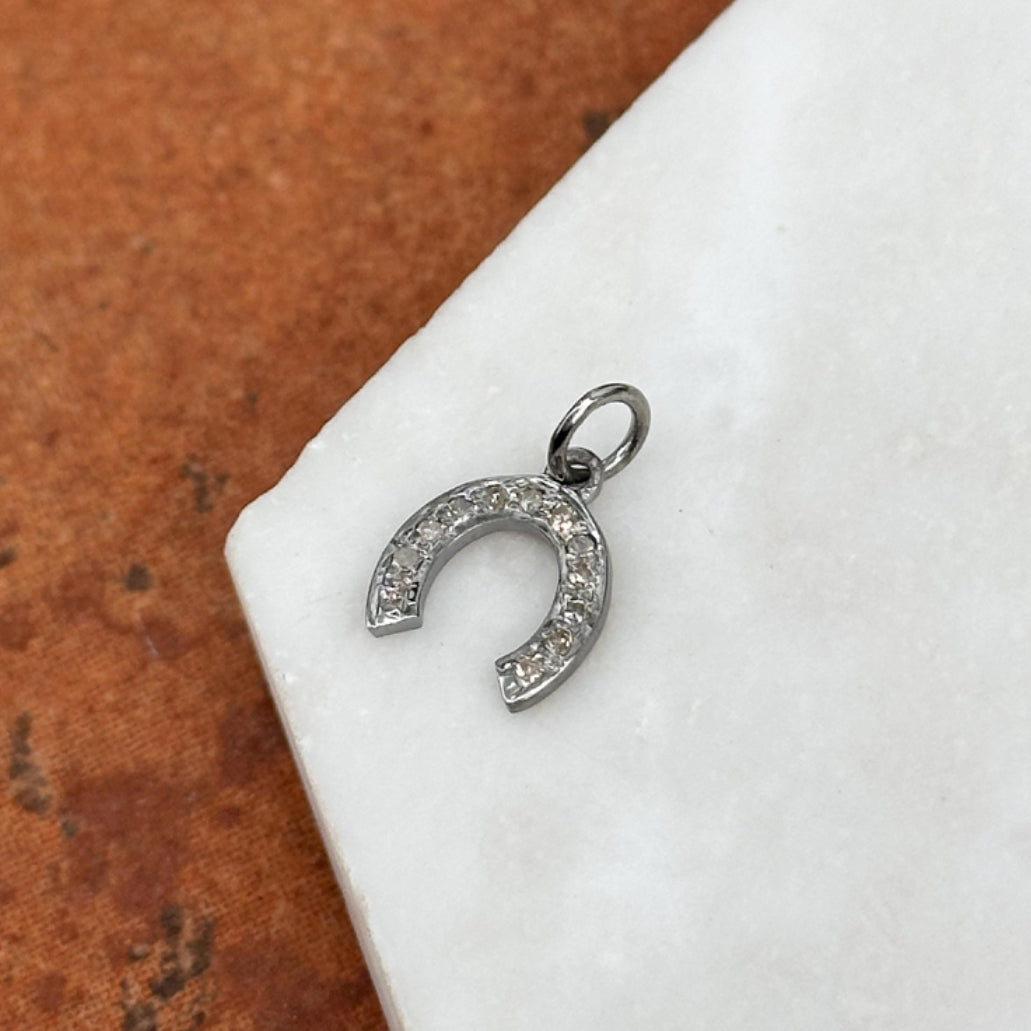 Sterling Silver Diamond Horseshoe Pendant