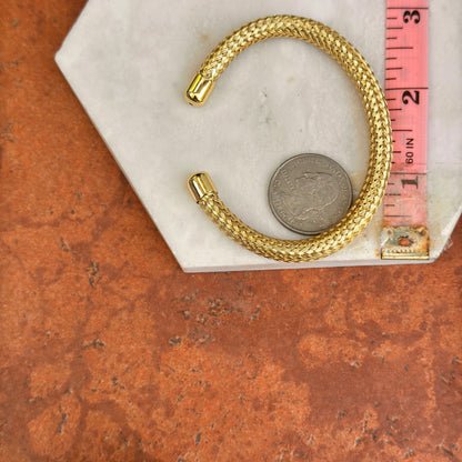 Yellow Gold-Plated Woven Mesh Cuff Bracelet