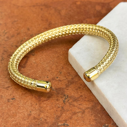 Yellow Gold-Plated Woven Mesh Cuff Bracelet