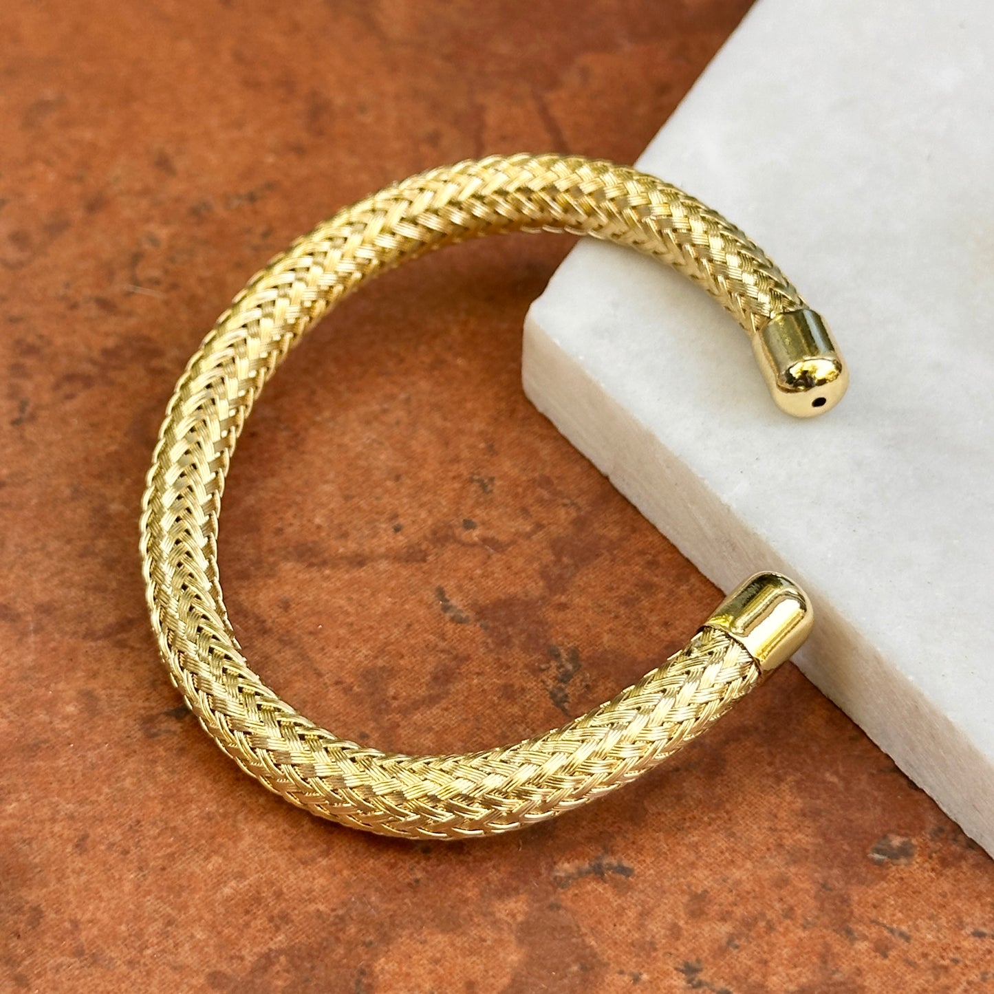 Yellow Gold-Plated Woven Mesh Cuff Bracelet