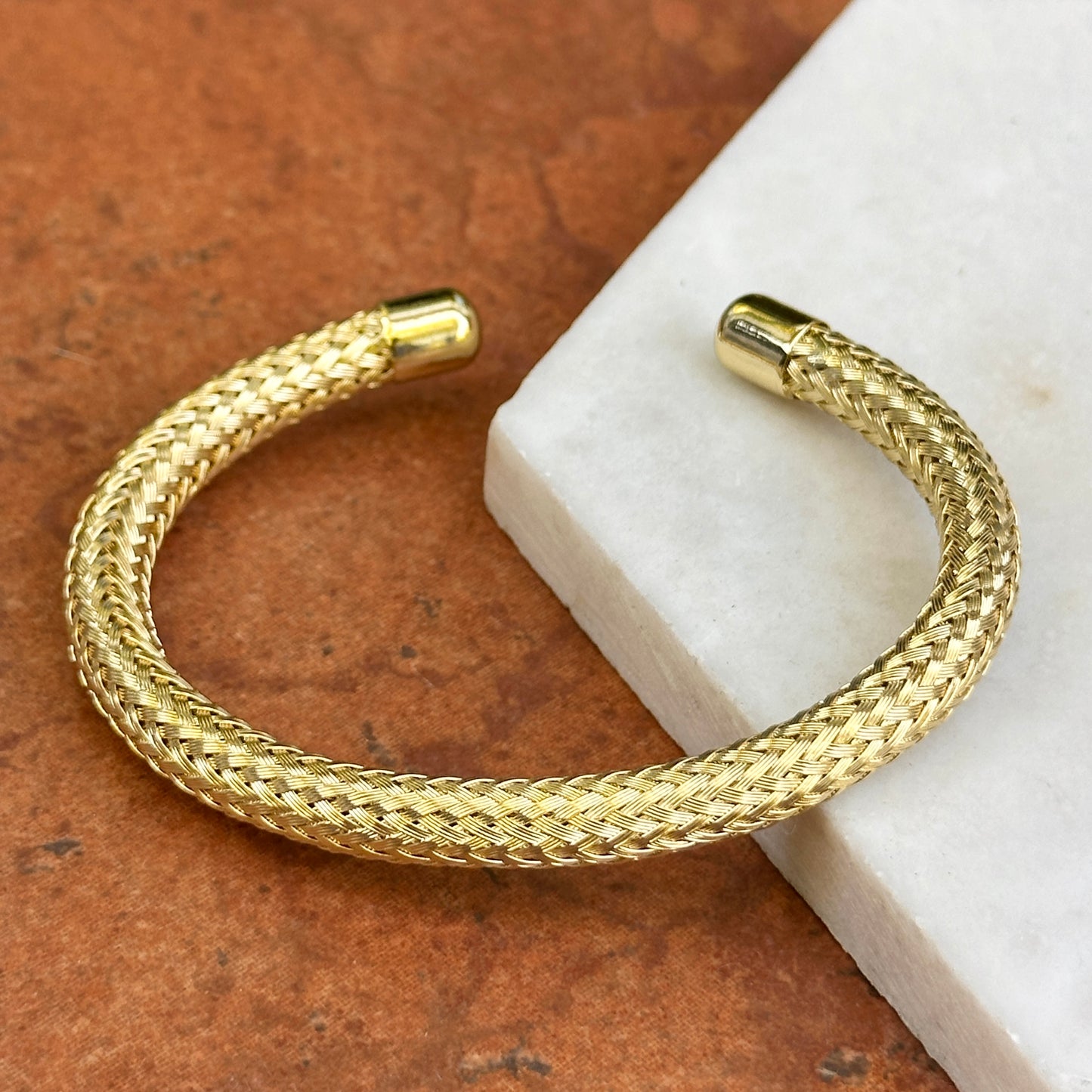 Yellow Gold-Plated Woven Mesh Cuff Bracelet