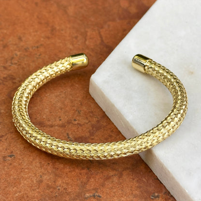 Yellow Gold-Plated Woven Mesh Cuff Bracelet
