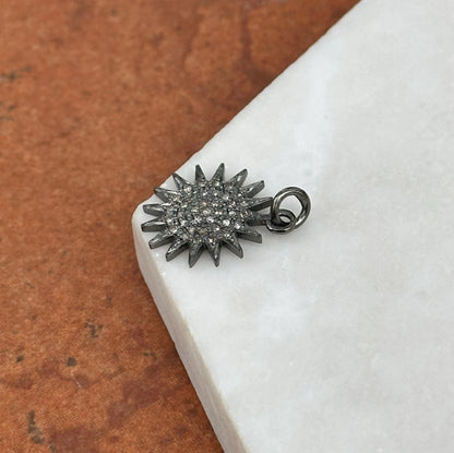 Sterling Silver Pave Diamond Sun Pendant