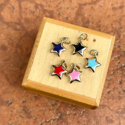 14KT Yellow Gold Black Onyx Puffed Star Pendant Charm