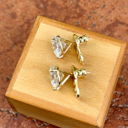18KT Yellow Gold Round 10 Carat Lab Grown Diamonds 3-Prong Stud Earrings + Paddle Backs