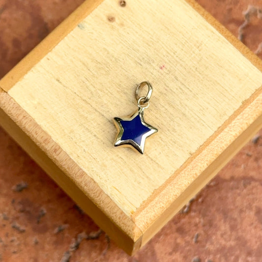 14KT Yellow Gold Blue Lapis Puffed Star Pendant Charm