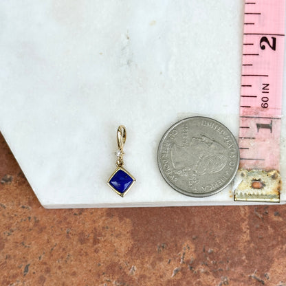 14KT Yellow Gold Kabana Lapis Lazuli + Round Diamond Pendant