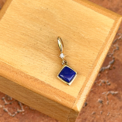 14KT Yellow Gold Kabana Lapis Lazuli + Round Diamond Pendant
