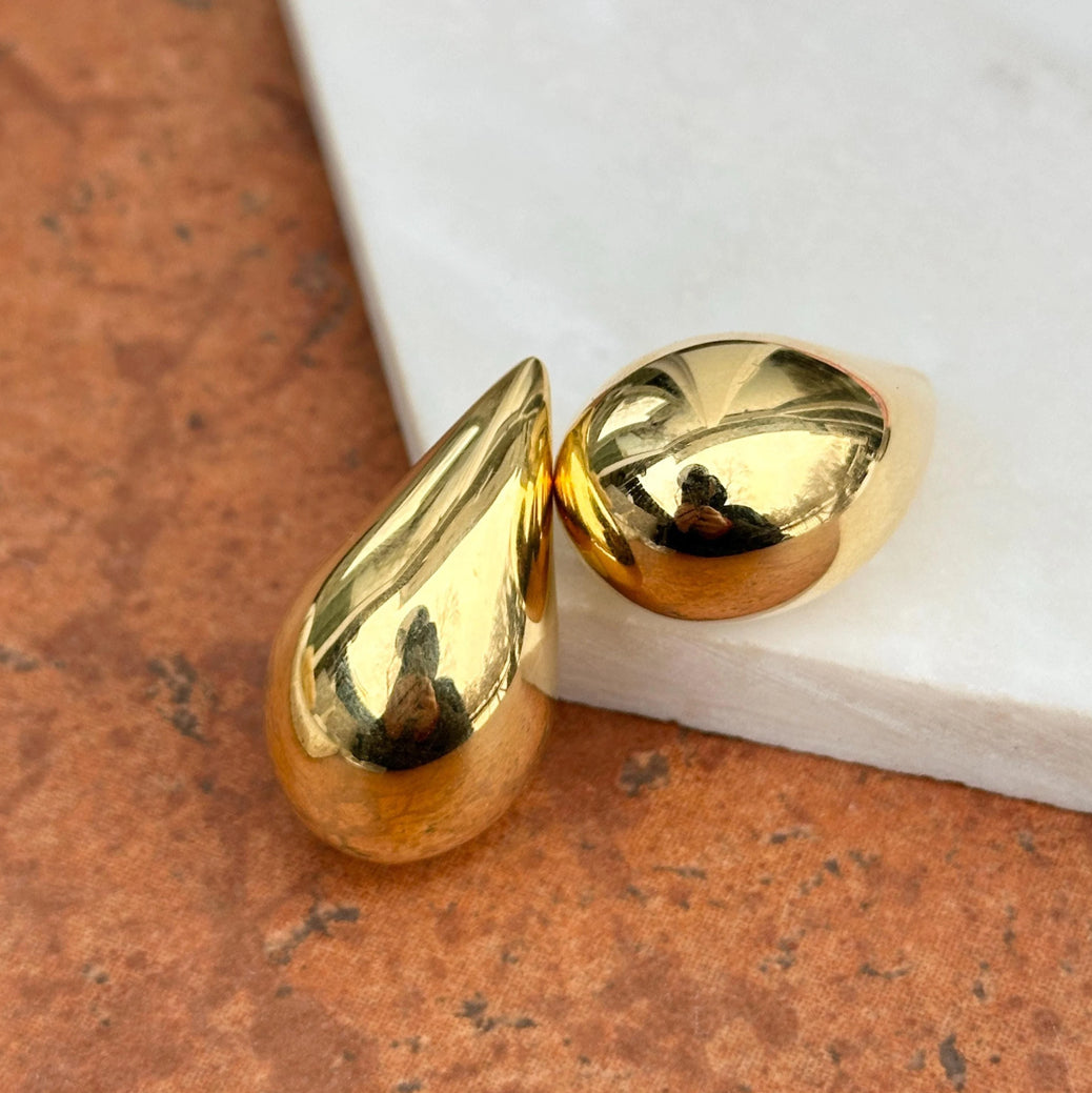 18KT Yellow Gold Chunky Teardrop Post Earrings