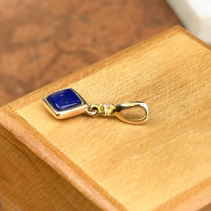 14KT Yellow Gold Kabana Lapis Lazuli + Round Diamond Pendant