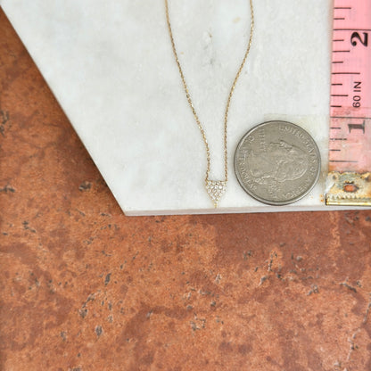 Estate 10KT Yellow Gold Pave Diamond Heart Pendant Chain Necklace