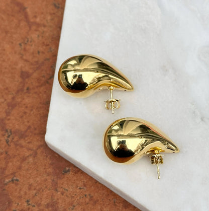 18KT Yellow Gold Chunky Teardrop Post Earrings