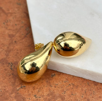 18KT Yellow Gold Chunky Teardrop Post Earrings