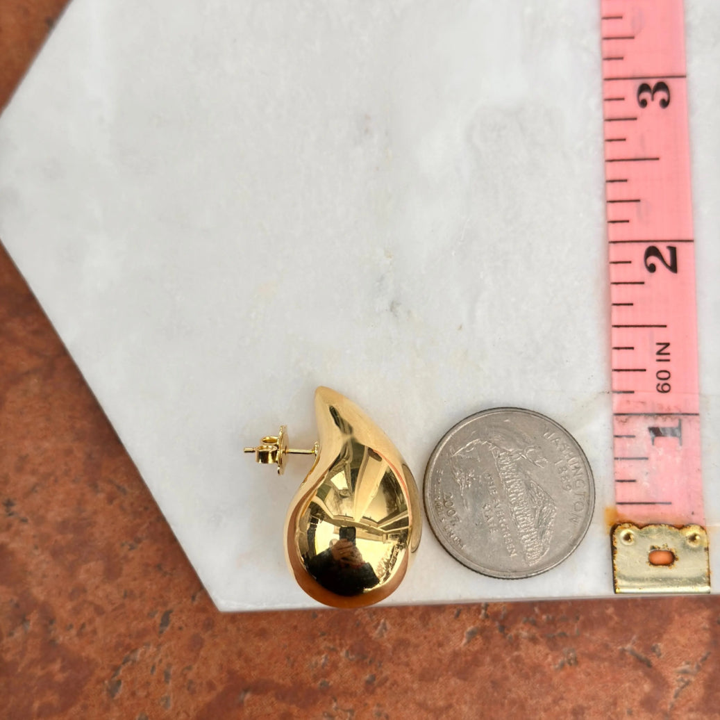 18KT Yellow Gold Chunky Teardrop Post Earrings